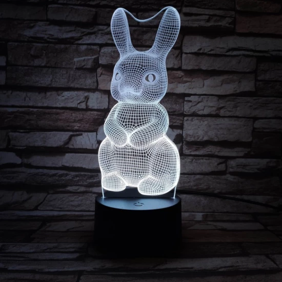 Nyuszi  7 színű 3D led lámpa
