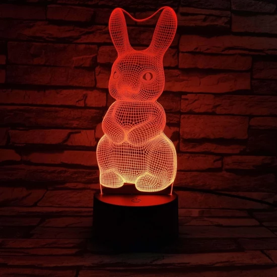 Nyuszi  7 színű 3D led lámpa