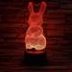 Nyuszi  7 színű 3D led lámpa