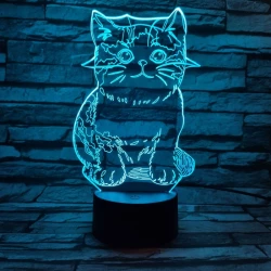 Cica 7 színű 3D led lámpa