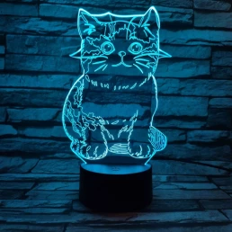 Cica 7 színű 3D led lámpa