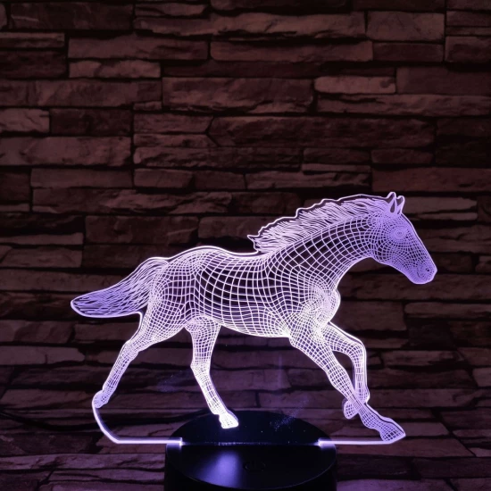 Vágtázó ló 7 színű 3D led lámpa