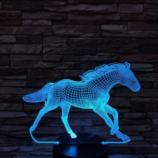 Vágtázó ló 7 színű 3D led lámpa