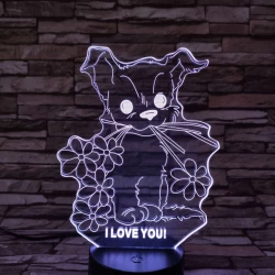 Kiskutya virág 7színű 3D led lámpa
