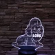 Kiskutya szív 7színű 3D led lámpa