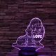 Kiskutya szív 7színű 3D led lámpa