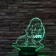 Kiskutya szív 7színű 3D led lámpa