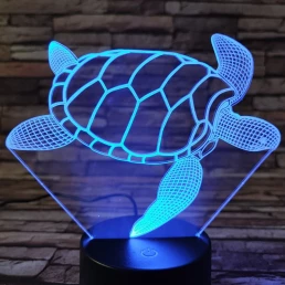 Teknős úszik 7 színű 3D led lámpa