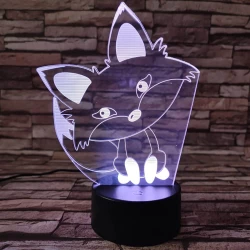 Róka bébi 7 színű 3D led lámpa