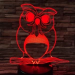 Bagoly 4 7 színű 3D led lámpa