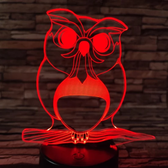 Bagoly 4 7 színű 3D led lámpa