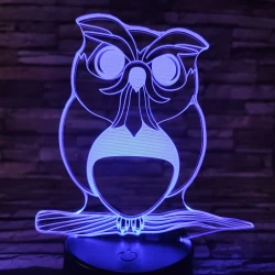 Bagoly 4 7 színű 3D led lámpa