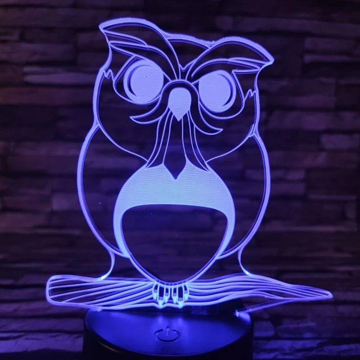 Bagoly 4 7 színű 3D led lámpa