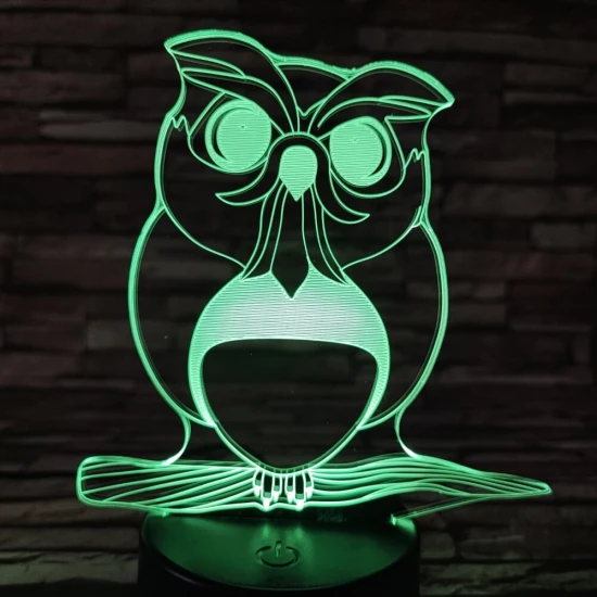 Bagoly 4 7 színű 3D led lámpa