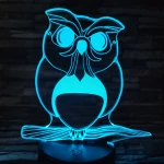 Bagoly 4 7 színű 3D led lámpa