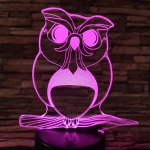 Bagoly 4 7 színű 3D led lámpa