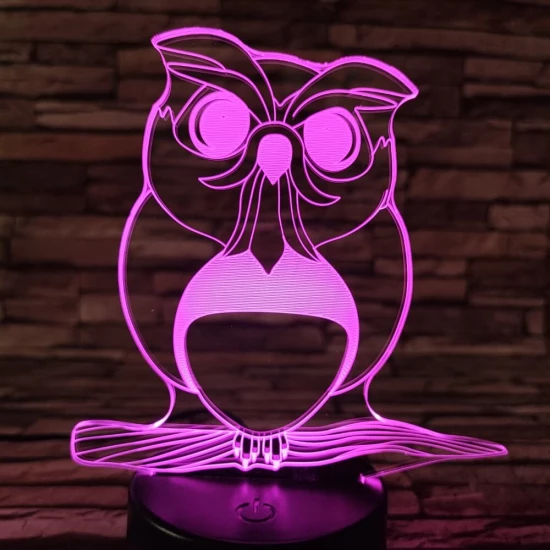Bagoly 4 7 színű 3D led lámpa