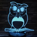 Bagoly 4 7 színű 3D led lámpa