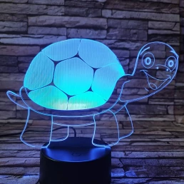 Teknős vidám 7 színű 3D led lámpa