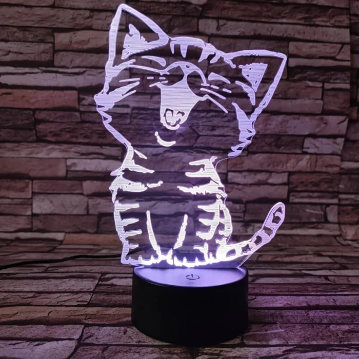 Cica énekel 3D led lámpa