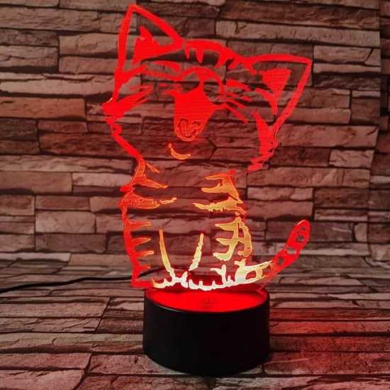 Cica énekel 3D led lámpa