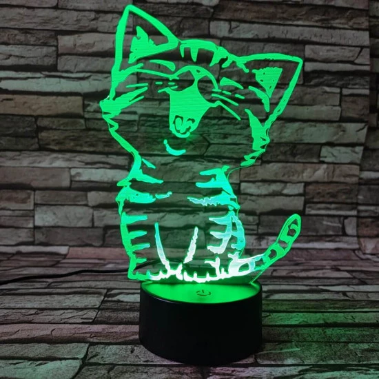 Cica énekel 3D led lámpa