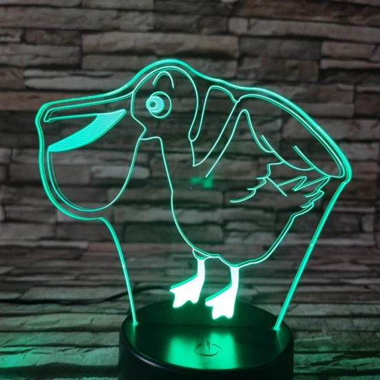 Pelikán 7 színű 3D led lámpa