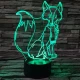 Sálas róka  7 színű 3D led lámpa