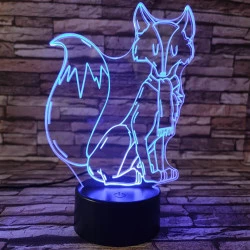 Sálas róka  7 színű 3D led lámpa