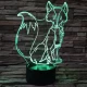 Sálas róka  7 színű 3D led lámpa