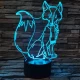Sálas róka  7 színű 3D led lámpa