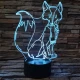 Sálas róka  7 színű 3D led lámpa