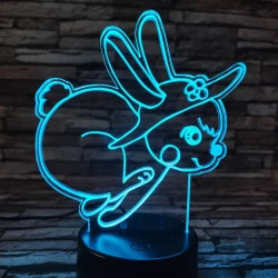 Nyuszi fut  7 színű 3D led lámpa