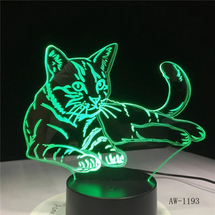 Fekvő Cica 3D led lámpa