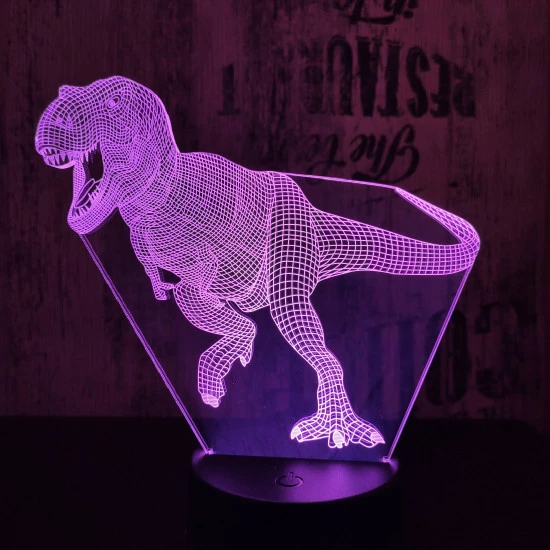 T-Rex 6 7 színű 3D led lámpa