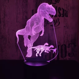 Alfa a T rex 7 színű 3D led lámpa