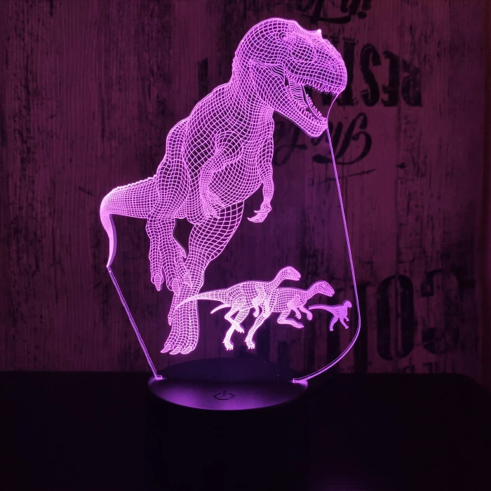 Alfa a T rex 7 színű 3D led lámpa
