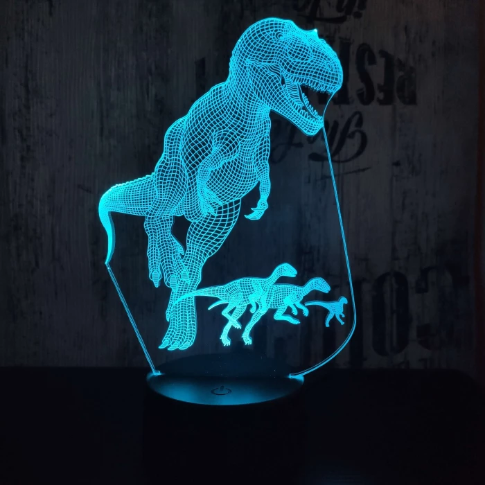 Alfa a T rex 7 színű 3D led lámpa