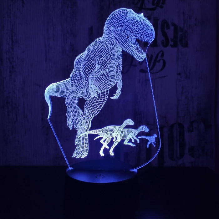 Alfa a T rex 7 színű 3D led lámpa