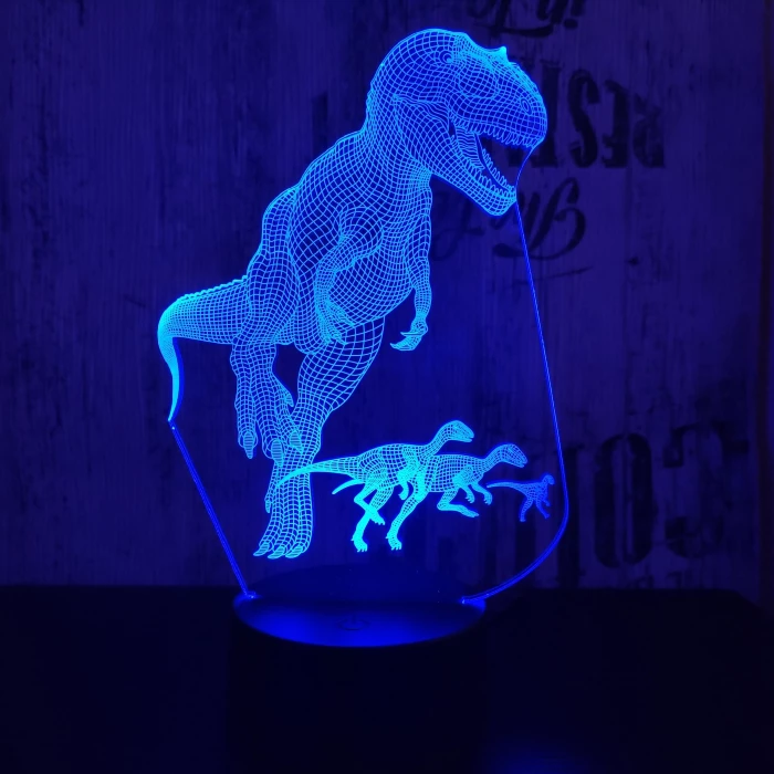Alfa a T rex 7 színű 3D led lámpa
