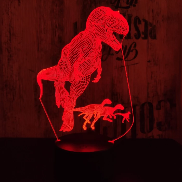 Alfa a T rex 7 színű 3D led lámpa