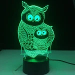 Két  Bagoly 7 szinű 3D led lámpa