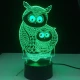 Két  Bagoly 7 szinű 3D led lámpa