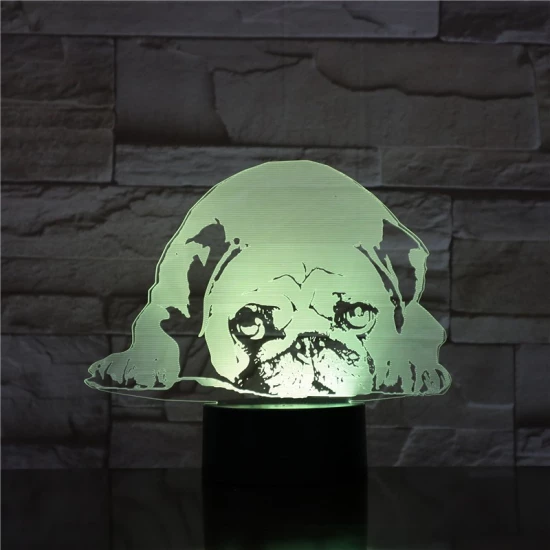 Fekvő Bulldog 7 színű 3D led lámpa