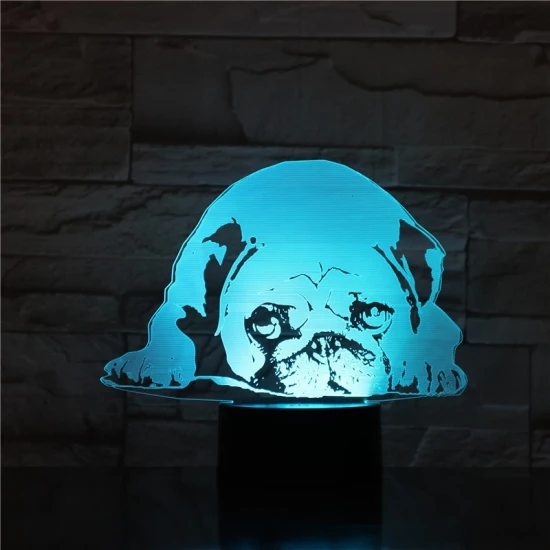Fekvő Bulldog 7 színű 3D led lámpa