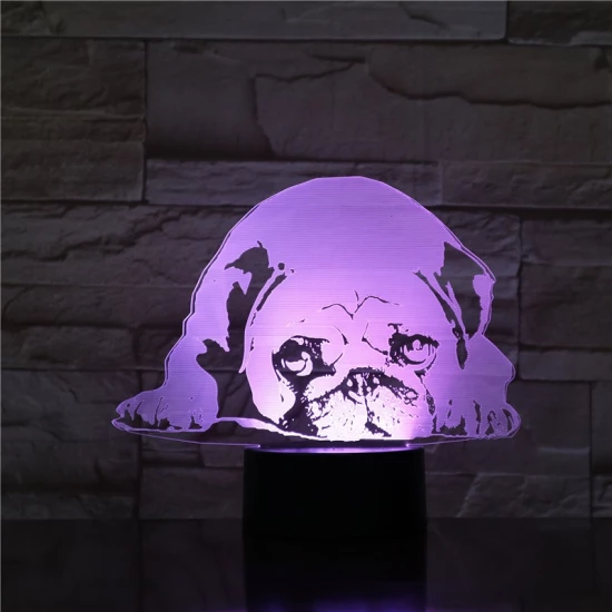 Fekvő Bulldog 7 színű 3D led lámpa