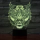 Farkas Fej 7 színű 3D led lámpa