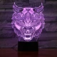 Farkas Fej 7 színű 3D led lámpa