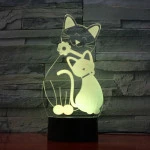 Két Cica 7 színű 3D led lámpa