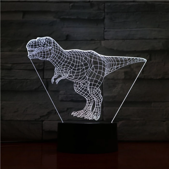 T-Rex 7 színű 3D led lámpa